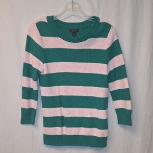 Halogen Green and Light Pink Striped Sweater